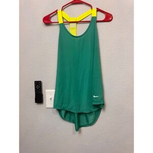 Nike Dri Fit Running Tank Top Racerback Green Yellow Women's‎ Activewear